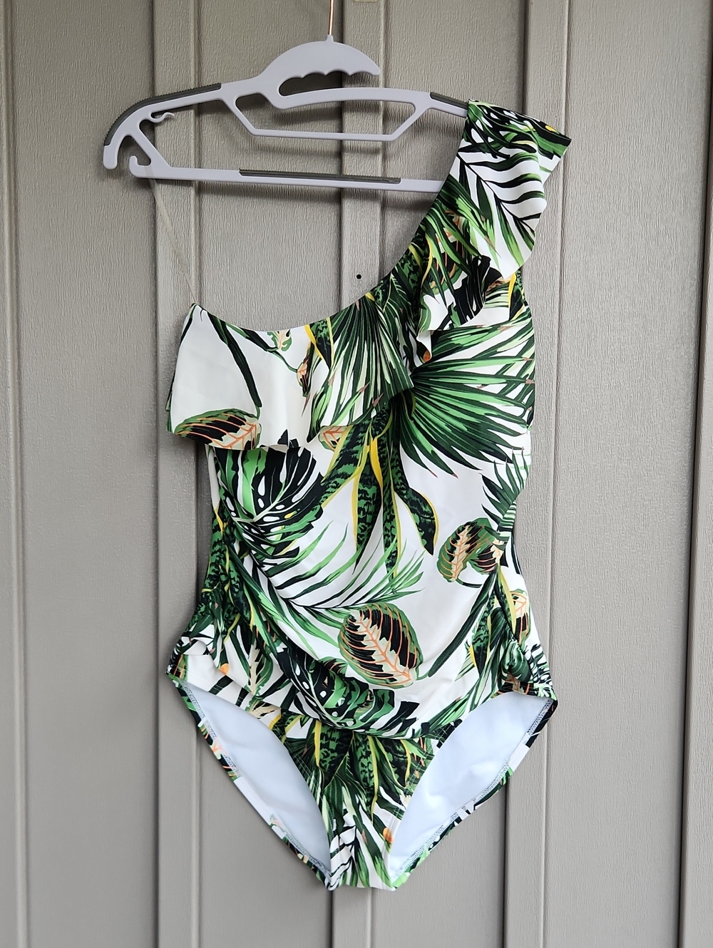 Hilor Women's One Piece Floral Swimsuit One Shoulder  Asymmetric Ruffle US 12